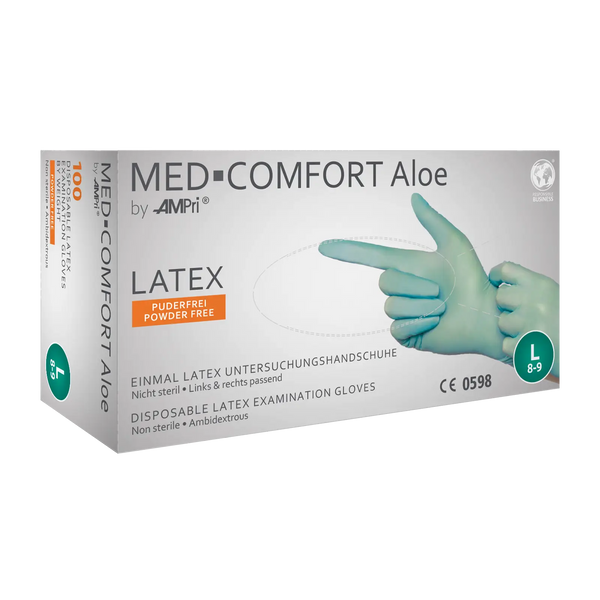 Latexhandschuhe, mintgrün, grün, puderfrei, Med-Comfort Aloe 100Stk