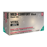 Vitrilhandschuhe, schwarz, puderfrei, Med-Comfort Vitril 100Stk