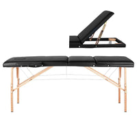Klapp-Massageliege Wood Komfort 3-teilig Schwarz