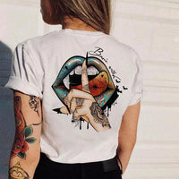 Keep Silent Gothic Style Lippen Print Damen T-Shirt