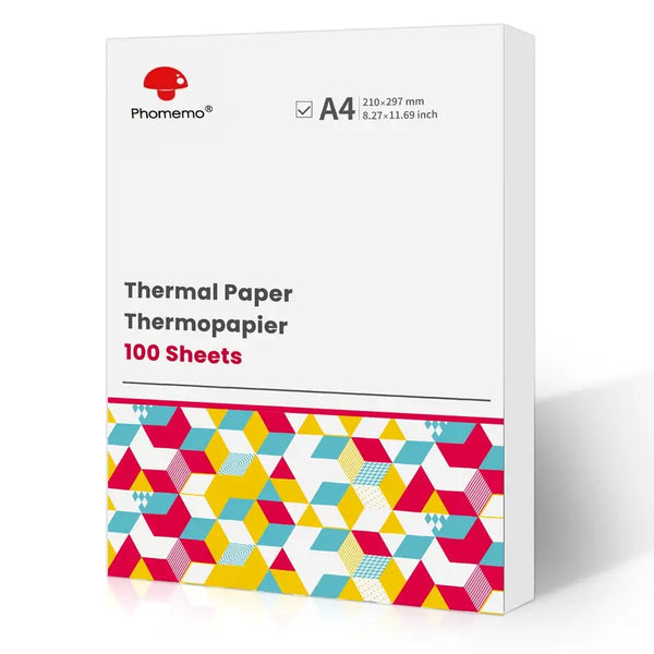 Phomemo A4 Thermopapier, Druckerpapier, 21,01 cm × 29,69 cm Druckpapier, kompatibel mit M08F-A4, M832, M833, M834, MT800 Tragbarer Drucker, nicht für Laser- oder Tintenstrahldrucker