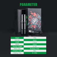 Dragonhawk X5 Wireless Rotary Tattoo Pen 4.0mm Stroke Black