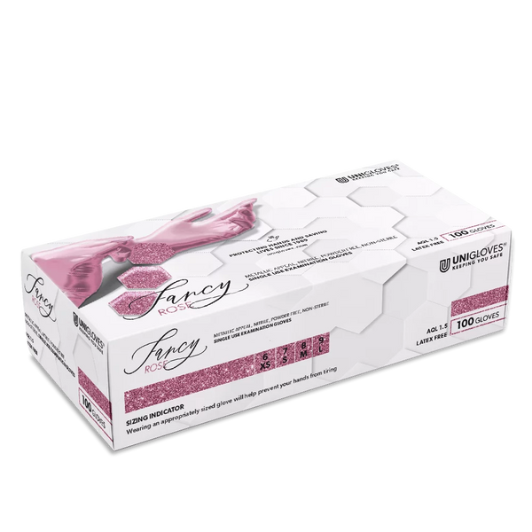 Nitrilhandschuhe, UNIGLOVES FANCY Rose puderfrei Nitril  unsteril, ungepudert