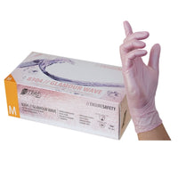 NITRAS GLAMOUR WAVE, Nitril-Einmalhandschuhe, perlmutt rosa, unsteril, Rollrand, puderfrei