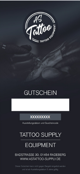 Geschenkgutschein AS TATTOO  Gutschein