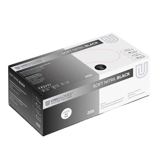UNIGLOVES SOFT NITRIL BLACK HANDSCHUH 200er Box